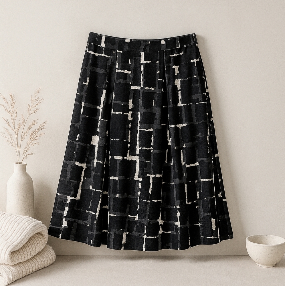 EXPRESS DESIGN STUDIO |  Abstract A-line Skirt | Size 0 🖤🩶🤍